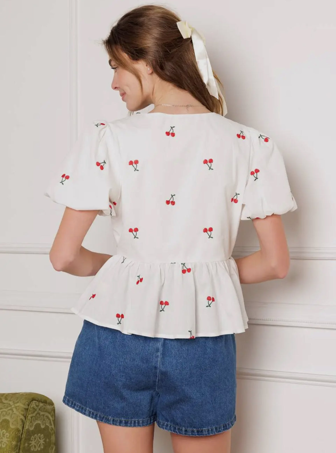 Cherry Peplum Top