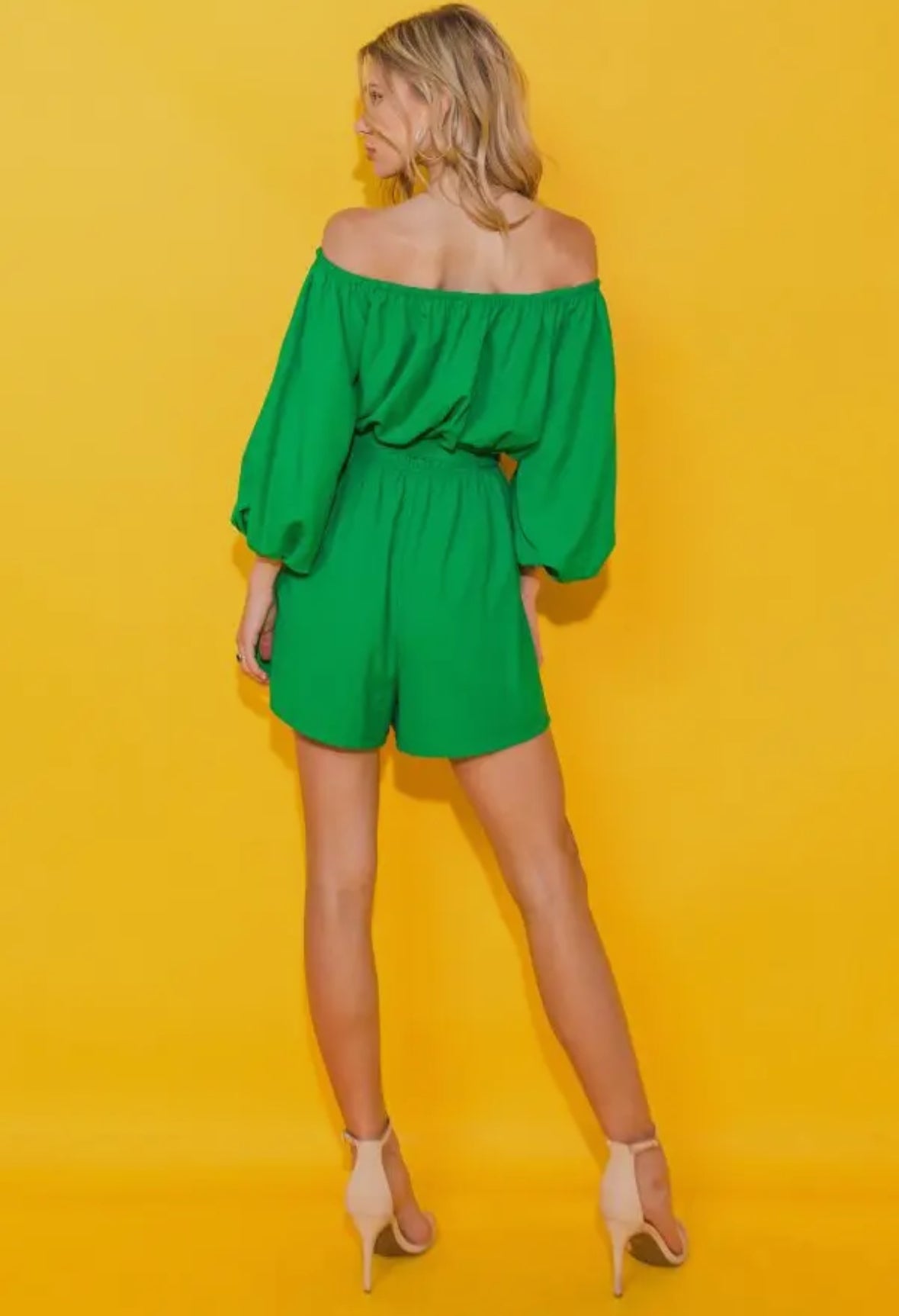 Kelly Green Off The Shoulder Romper