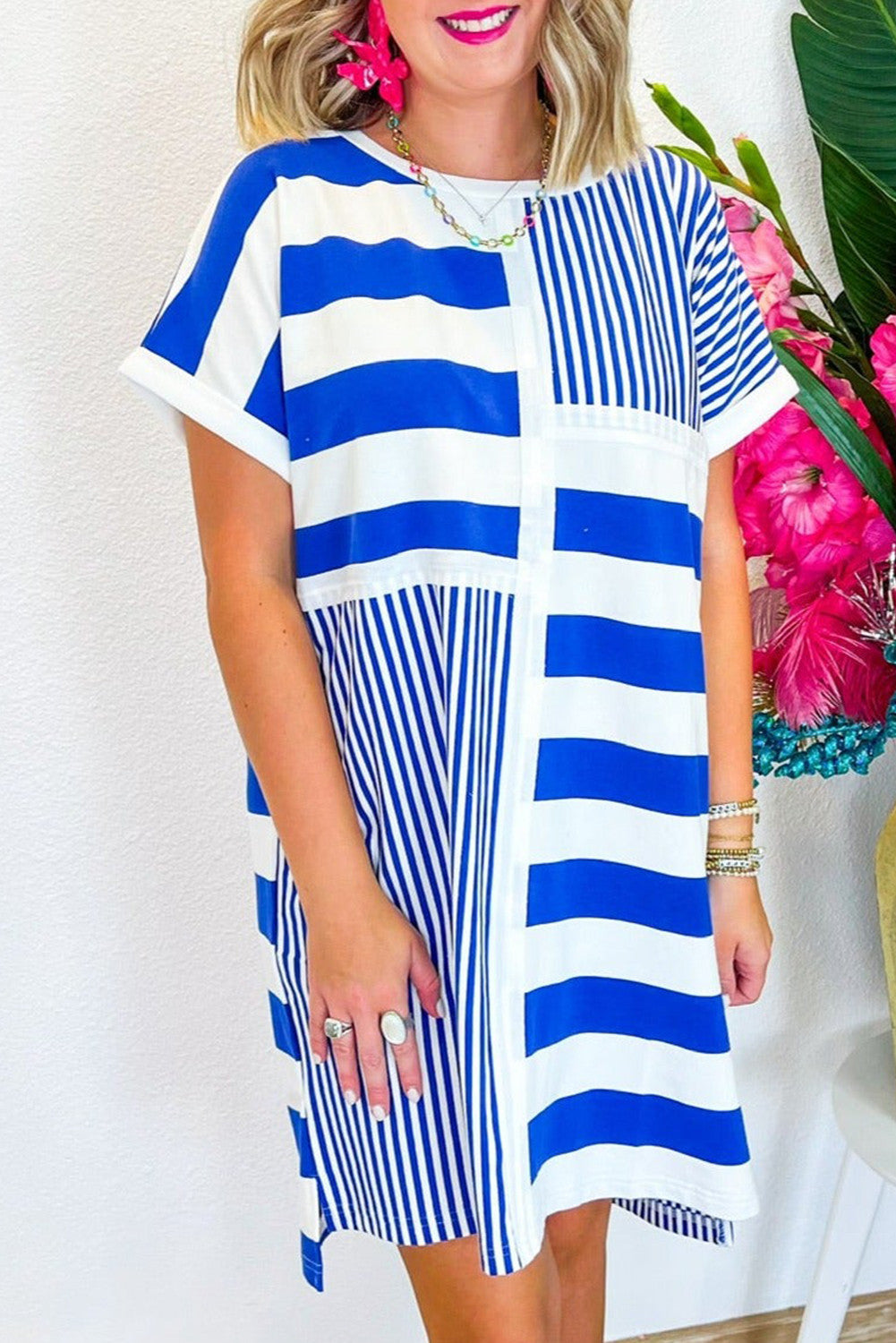 Blue Stripped Abstract Dress