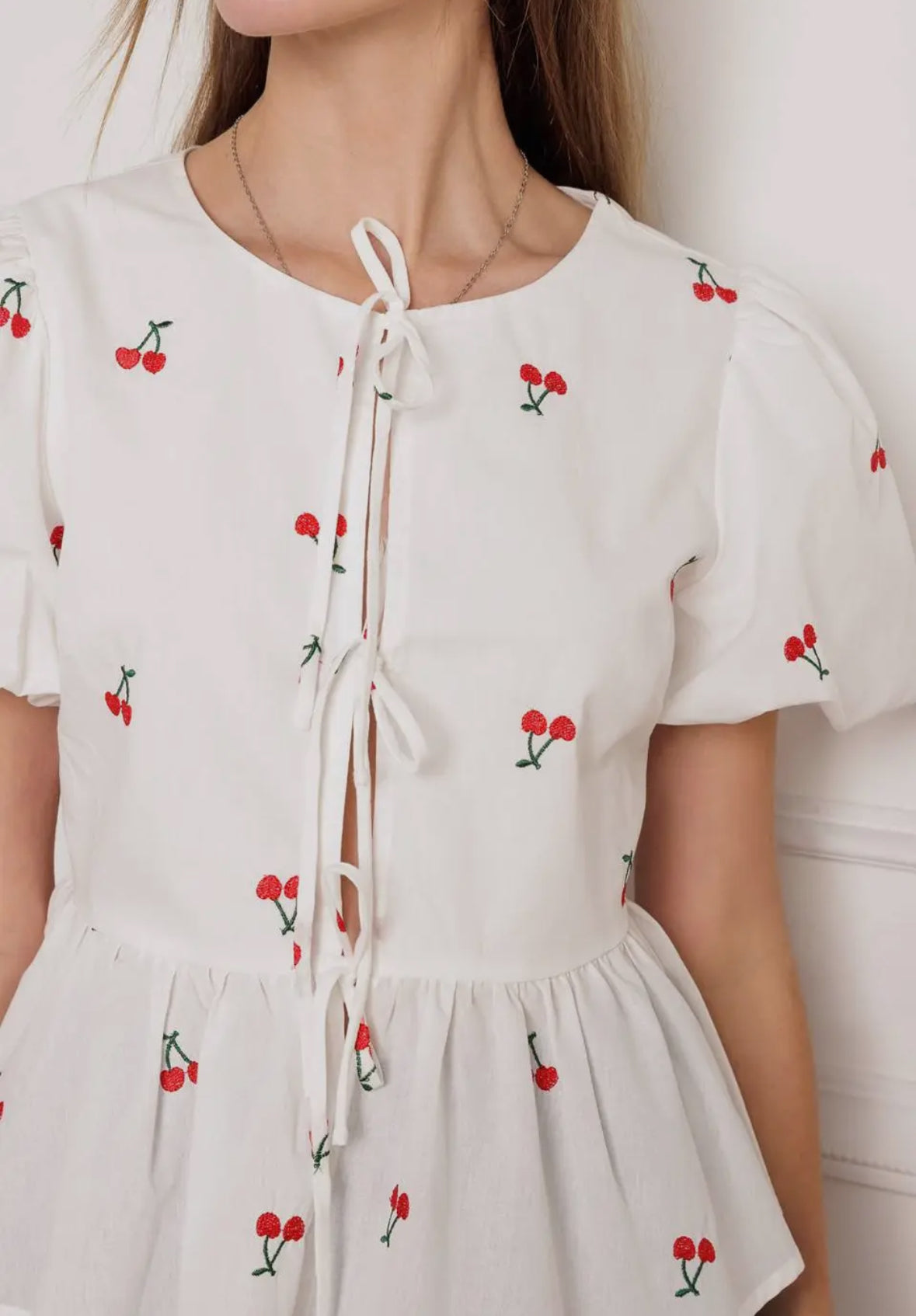 Cherry Peplum Top