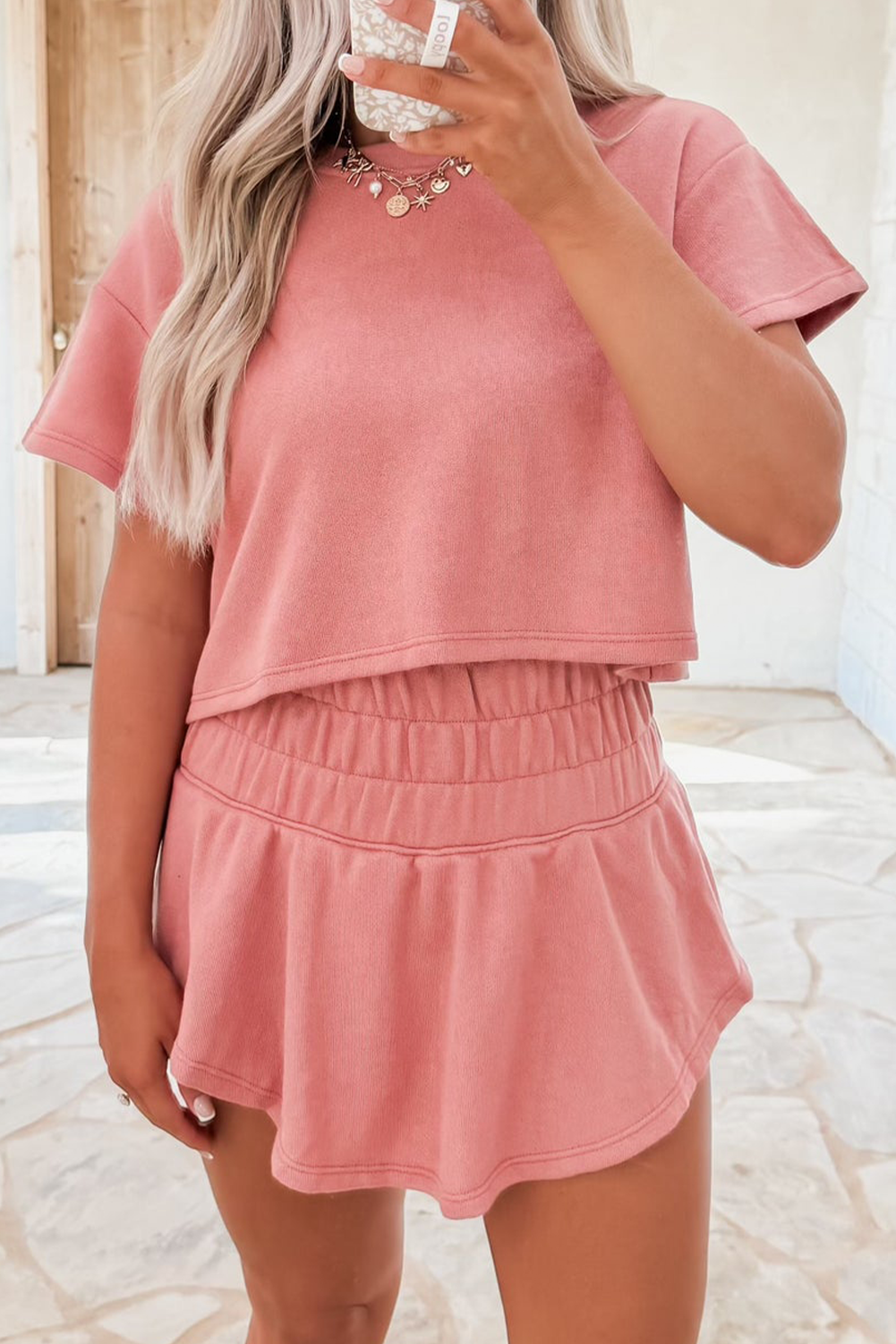 Cropped Tee & Ruffle Skort Set