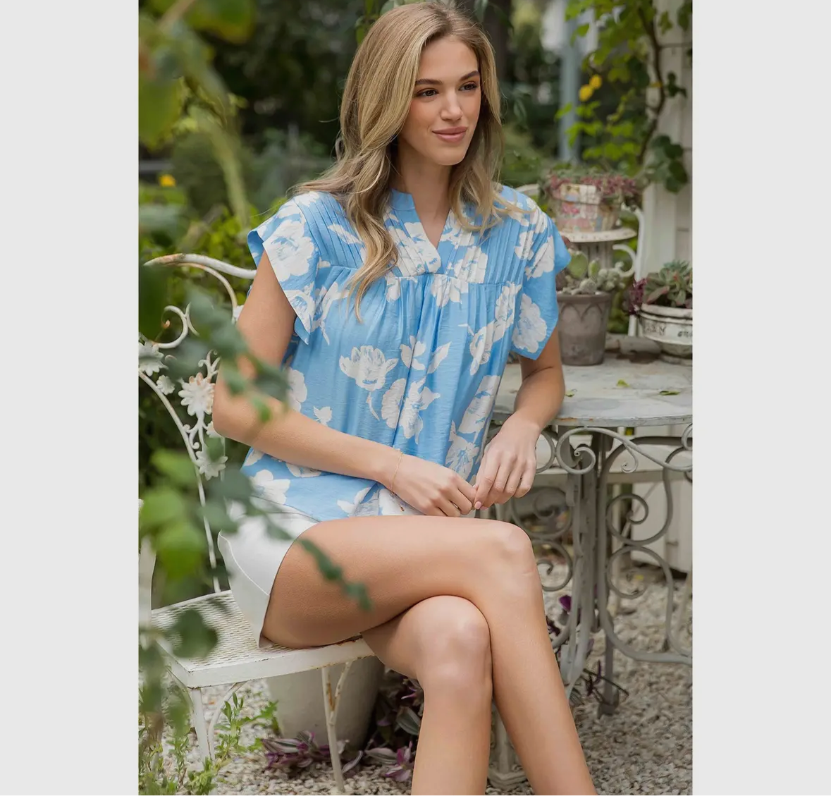 Light Blue Floral Top