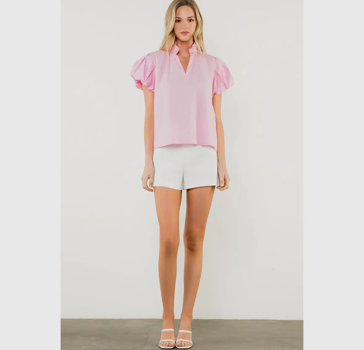 Pink Puff Sleeve Blouse