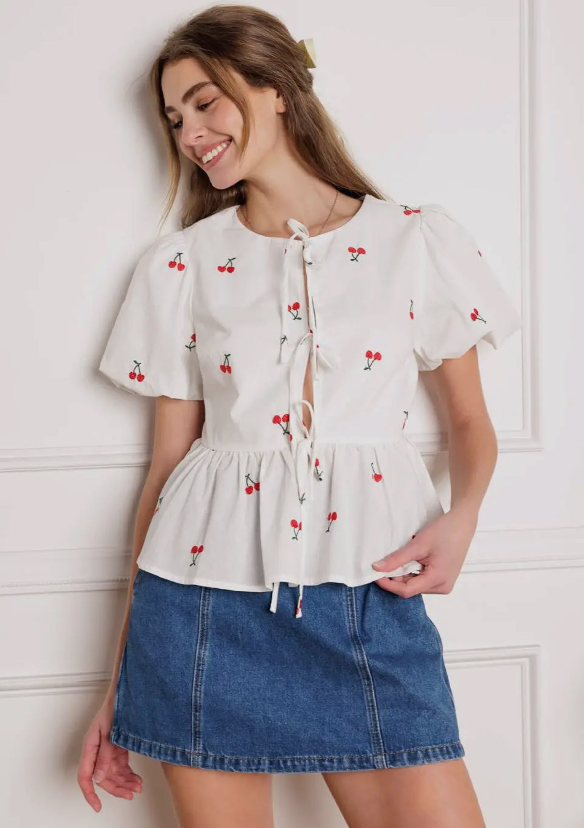 Cherry Peplum Top