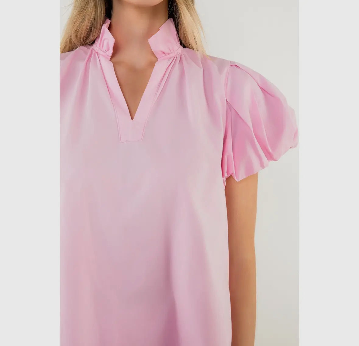 Pink Puff Sleeve Blouse