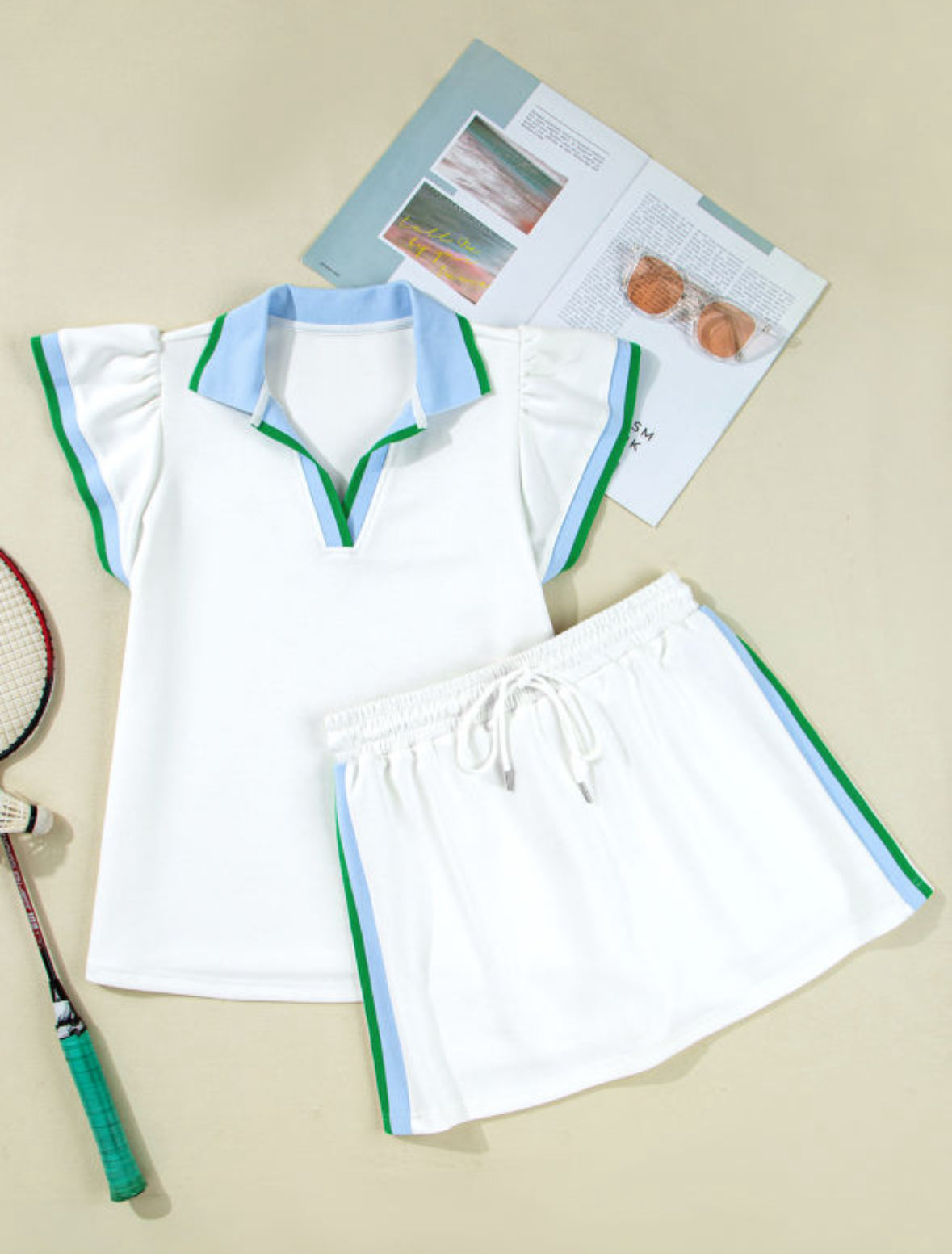 Two Piece Frill Sleeve Skirt Set