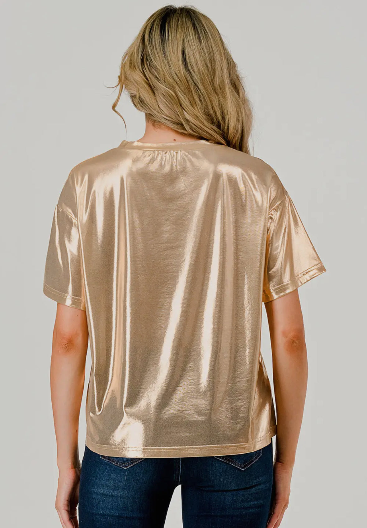 Game Day Metallic Gold Top
