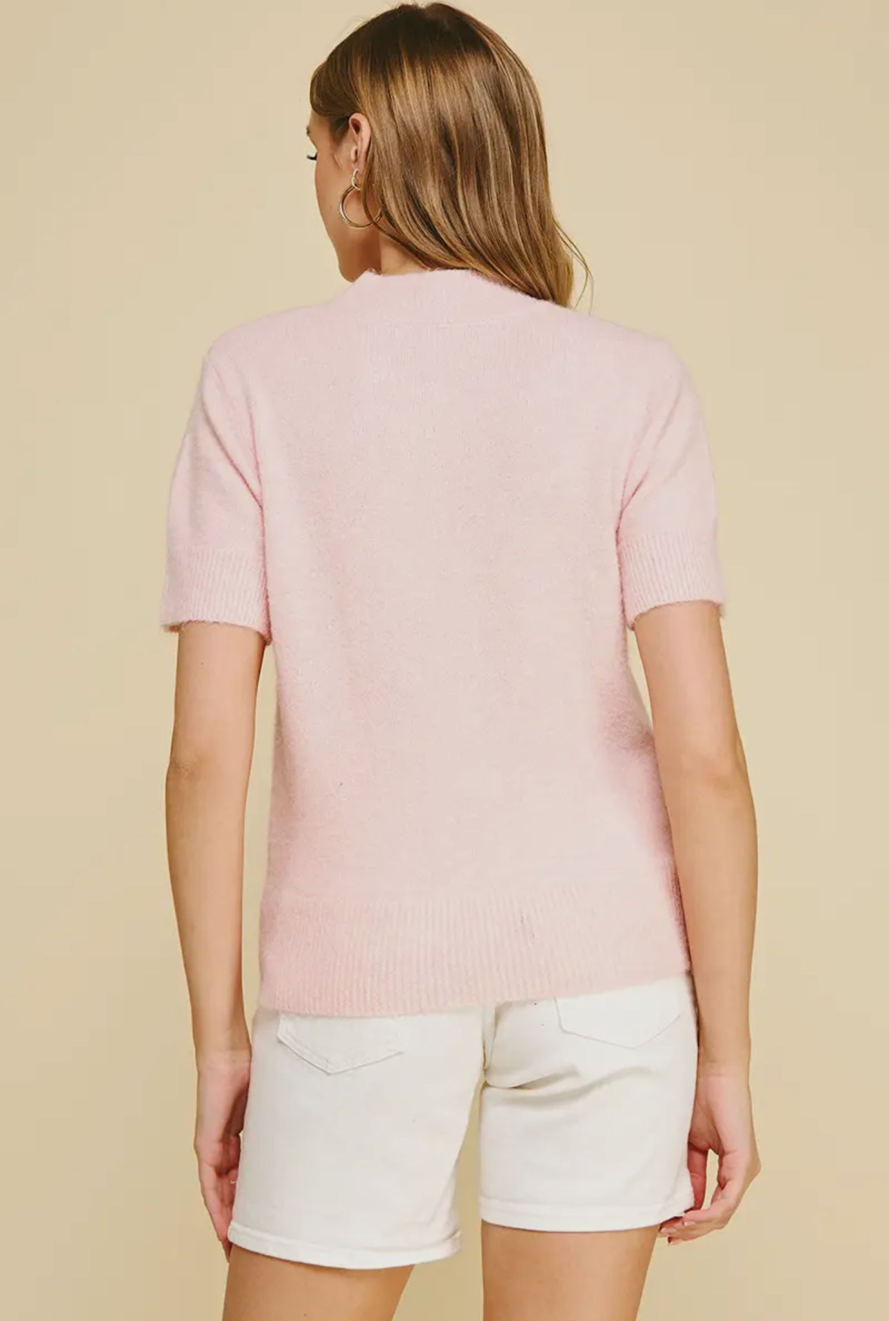 Soft Yarn Short Sleeve Sweater Top