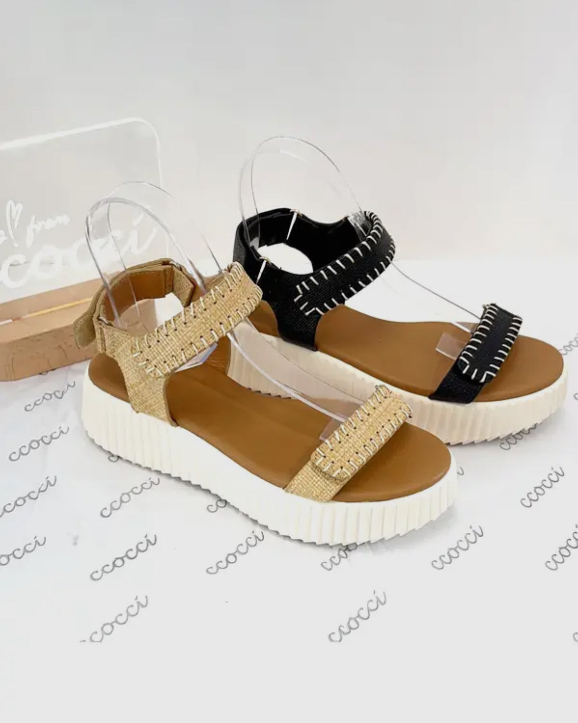 Vista Raffia Double Strap Sandals