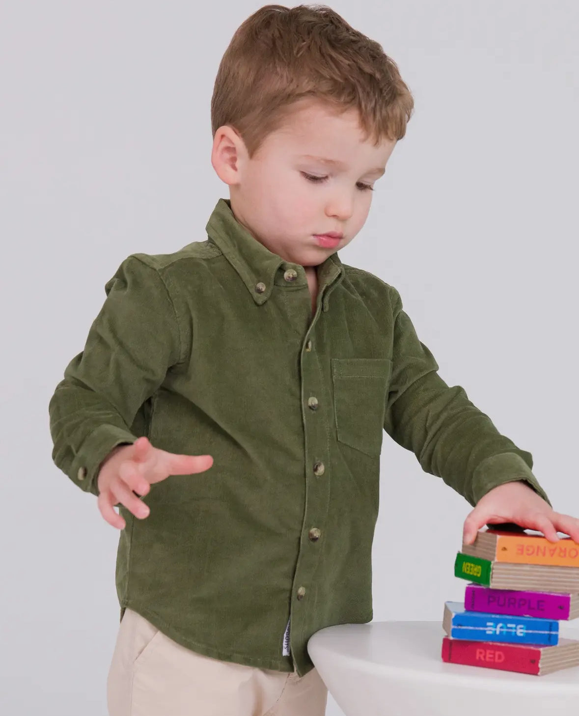Boys Corduroy Stretch Button Up