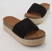 Woven Rope Bottom Black Sandal