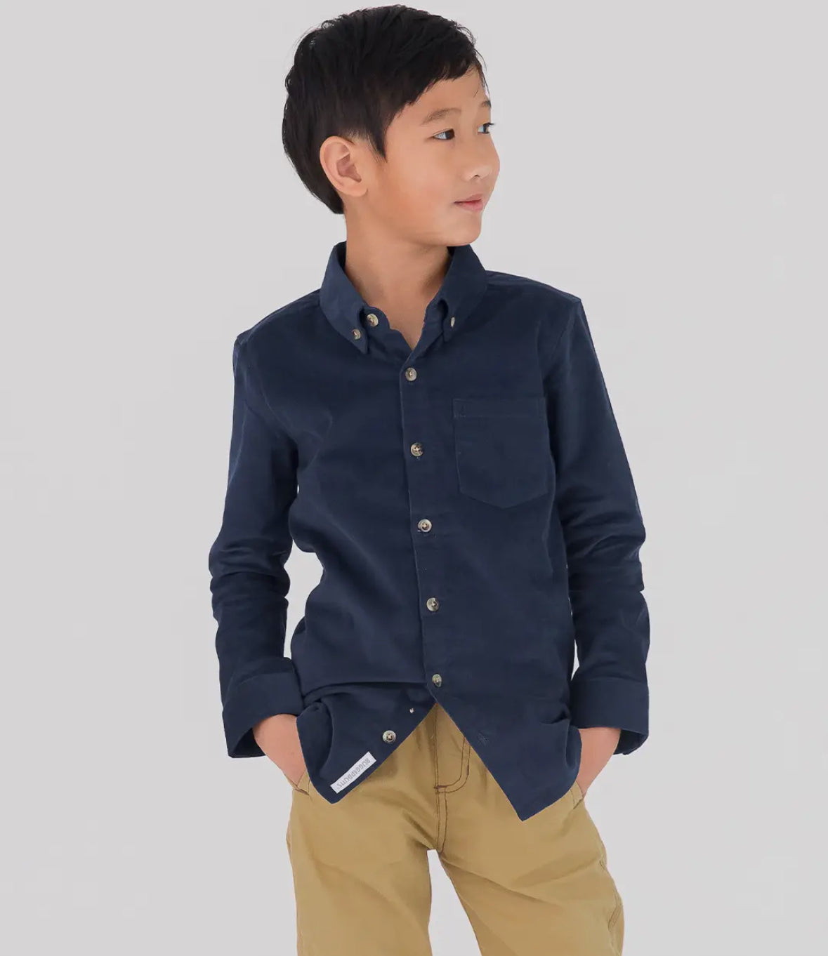 Boys Corduroy Stretch Button Up