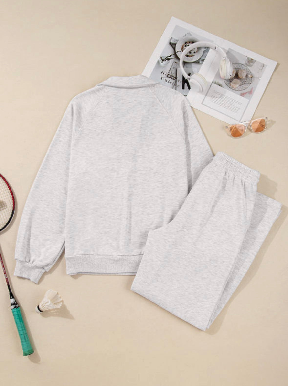 Gray Polo Top + Pants Set