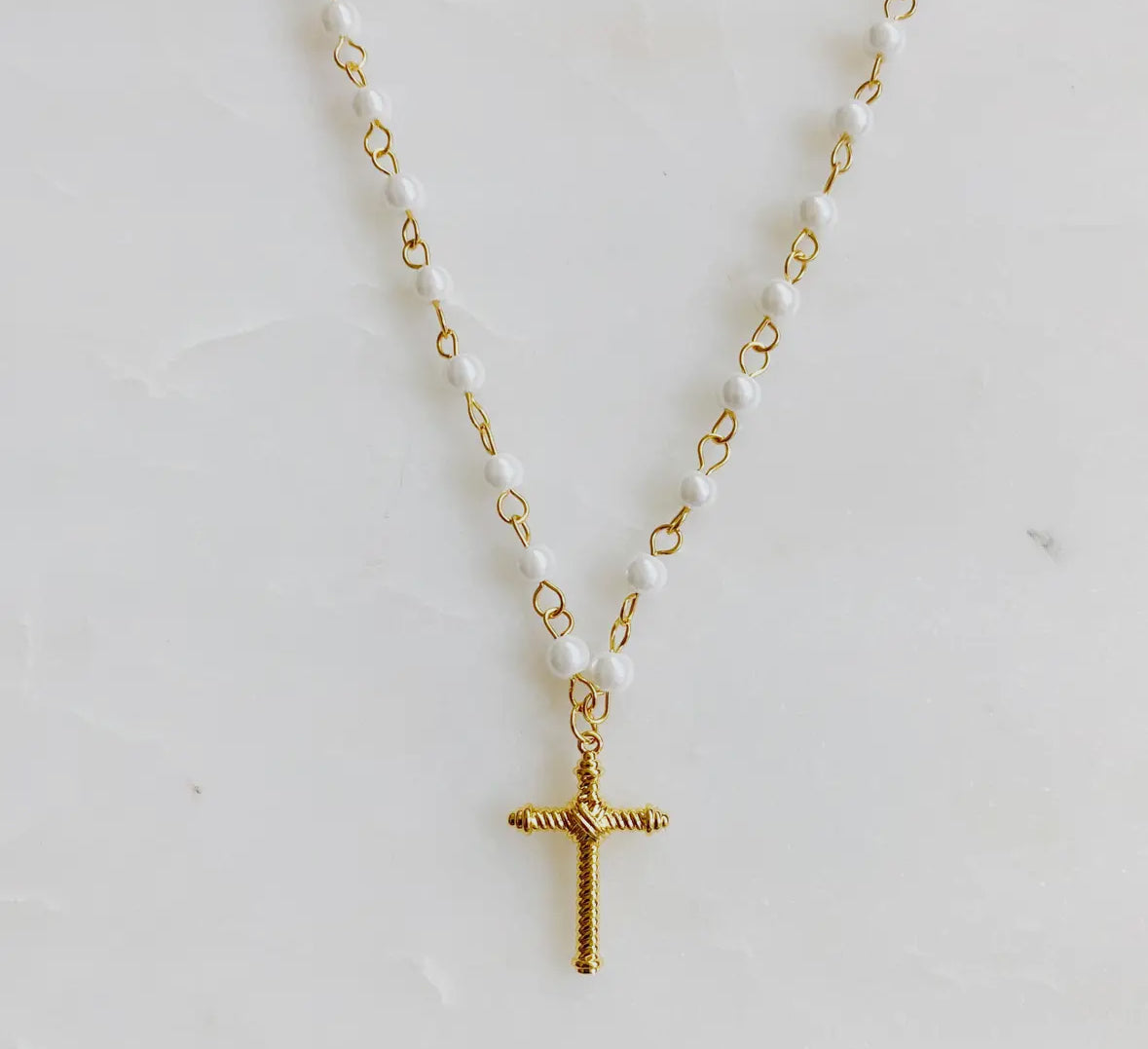 Cabled Cross Pendant Necklace