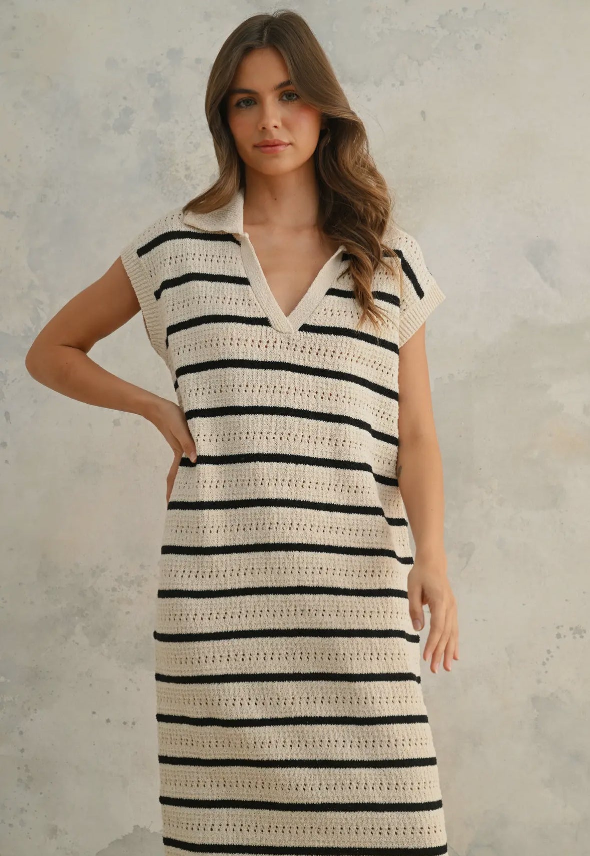 Crochet Knitted Collared Dress