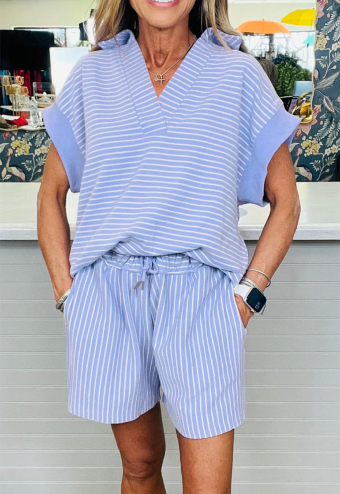 Sky Blue Striped Set