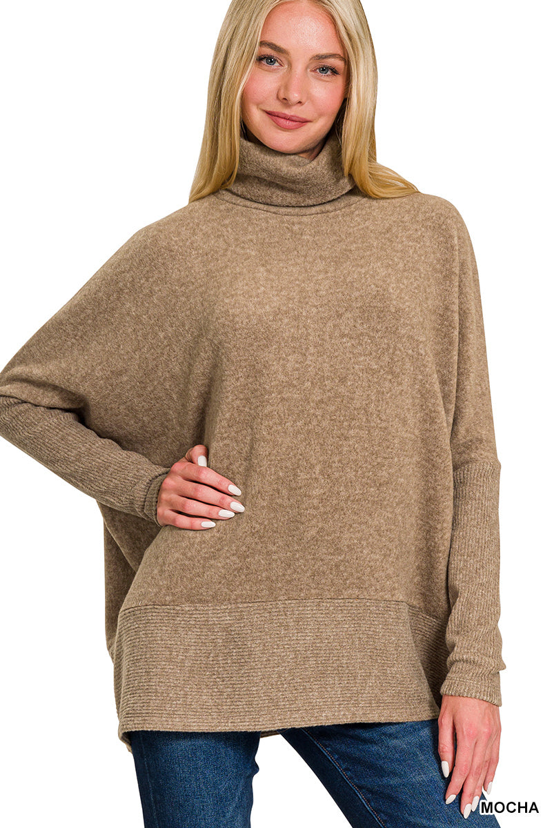 Brushed Melange Hacci Turtleneck Sweater