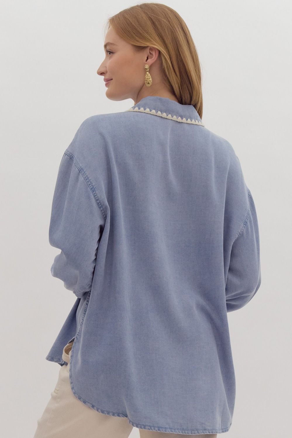 Chambray Stitch Detail Button Up