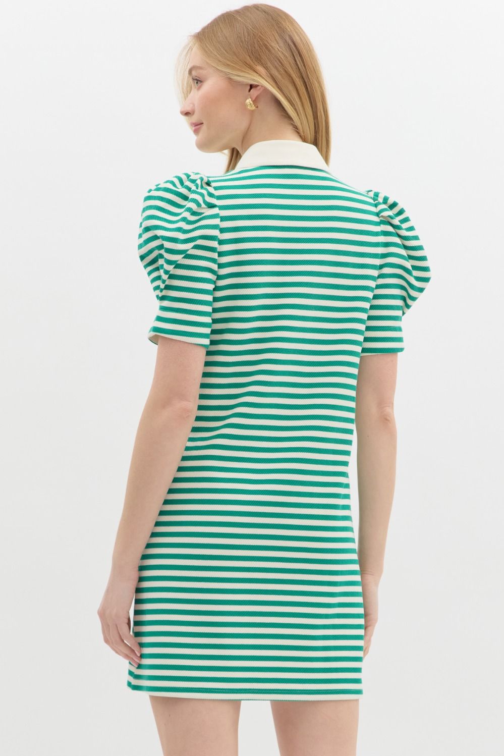 Jersey Knit Green Striped Dress