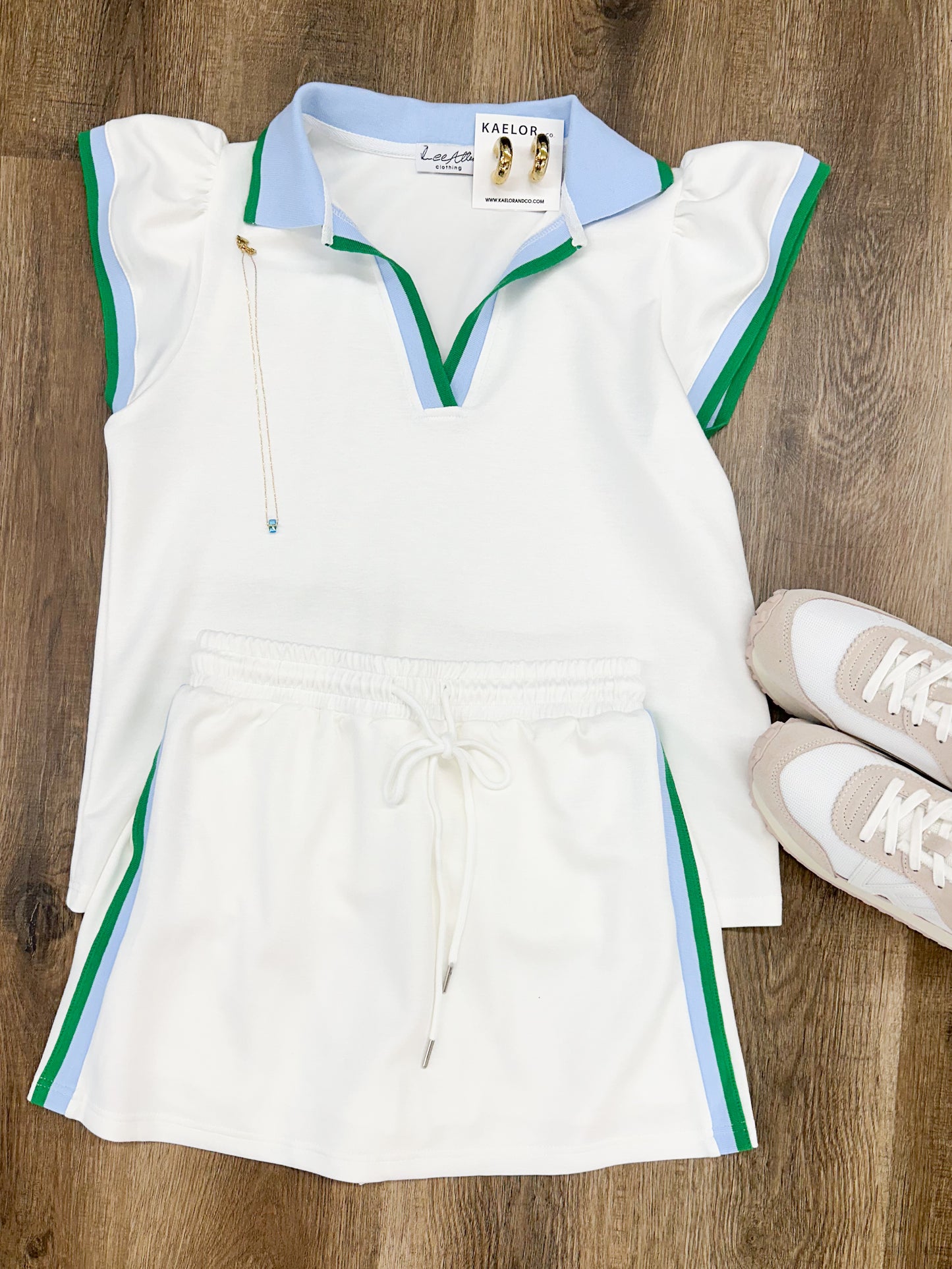Two Piece Frill Sleeve Skirt Set