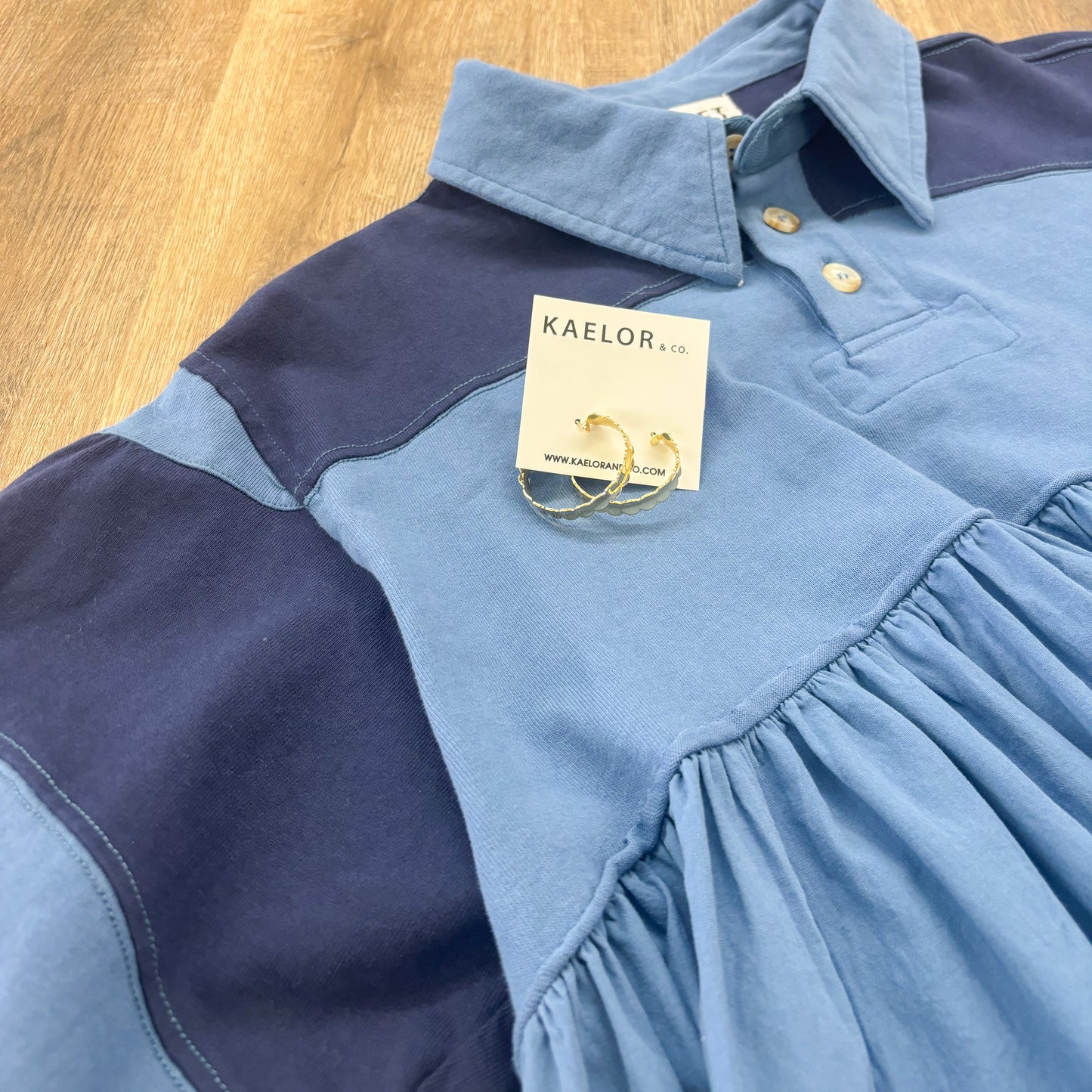 Billowy Blue Rugby Mini Dress