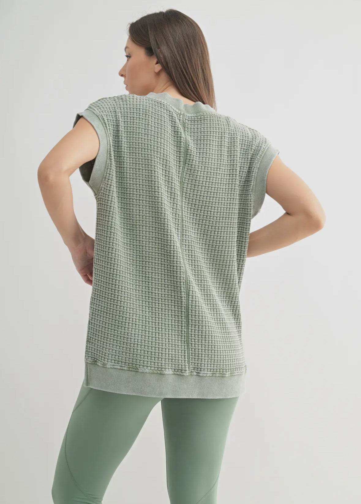 Chunky Waffle Moss Mineral Wash Tee