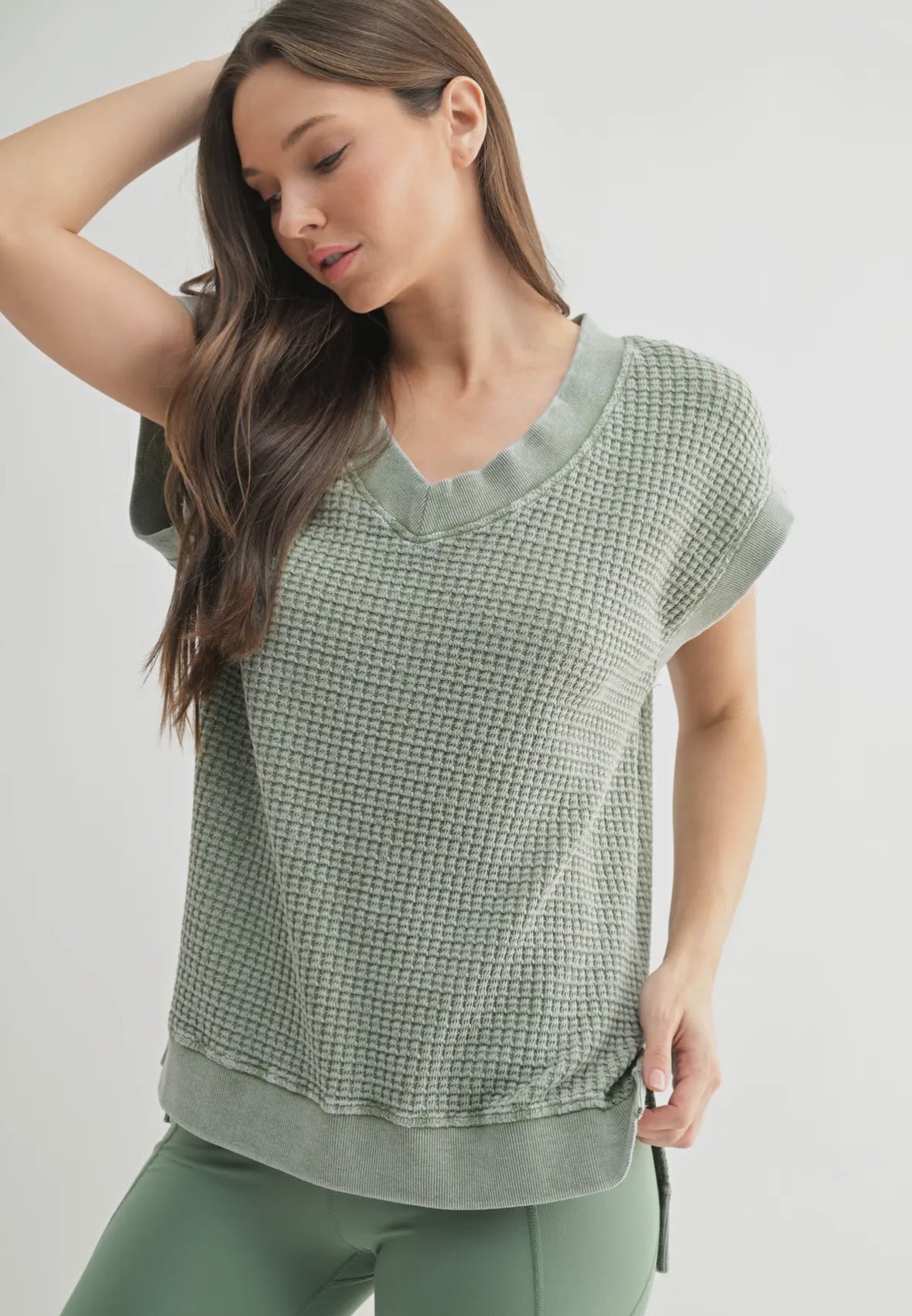 Chunky Waffle Moss Mineral Wash Tee