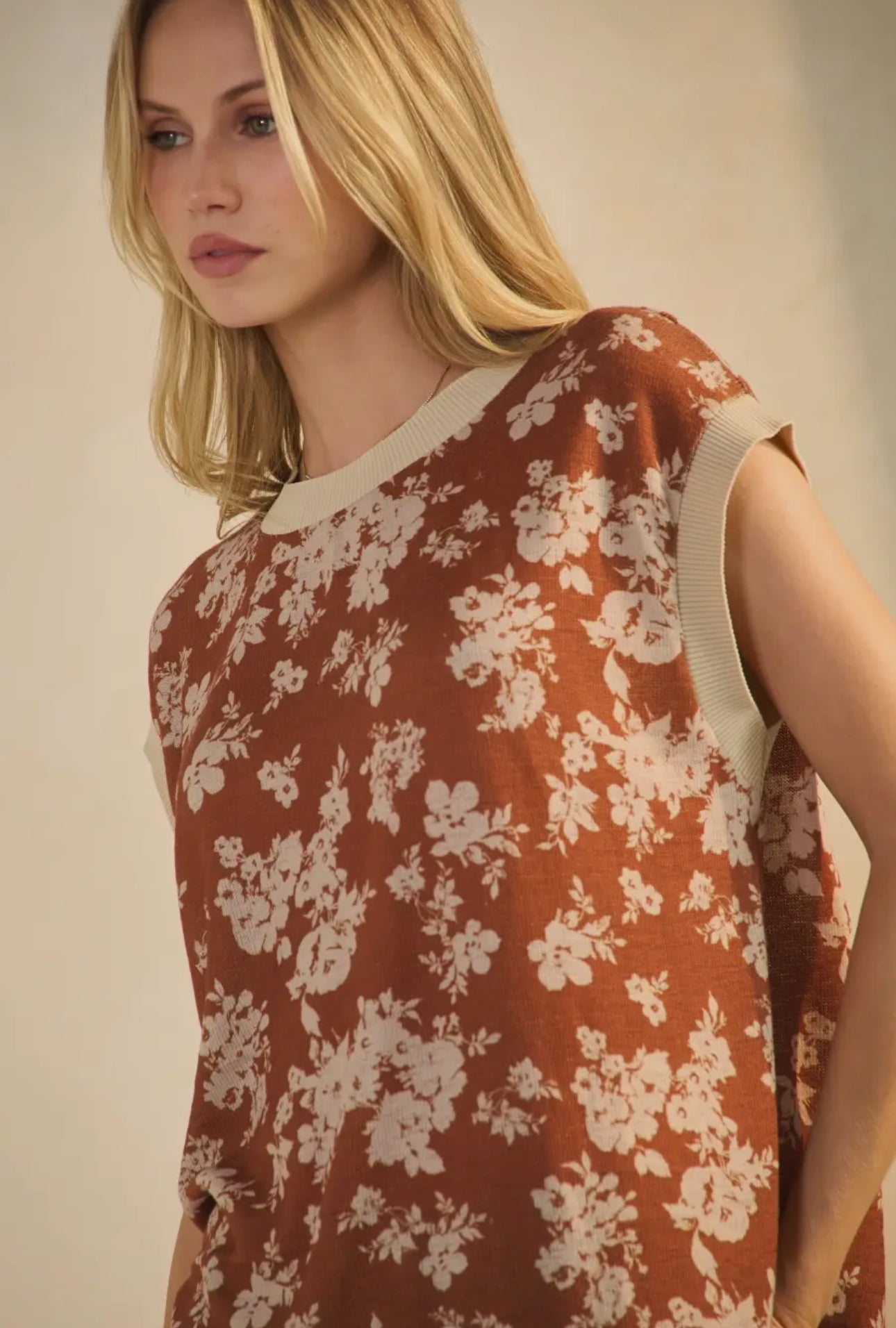 Fall Floral Jacquard Knit Top