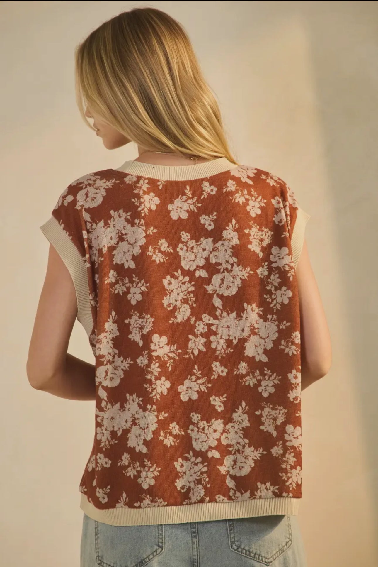 Fall Floral Jacquard Knit Top