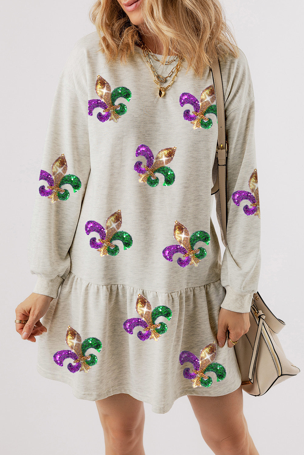 Mardi Gras Sequin Fleur De Lis Dress