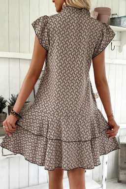 Taupe Boho Flutter Sleeve Dress