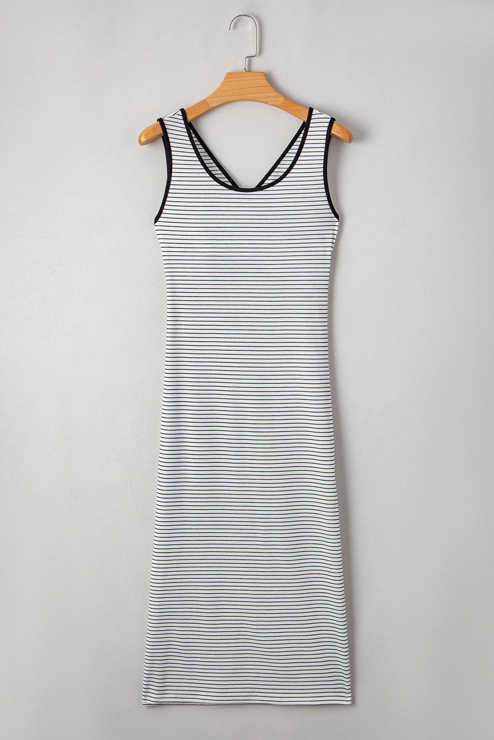 Criss Cross Back Striped Midi Dress
