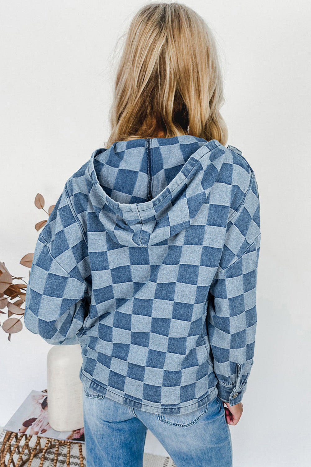 Denim Checkered Hoodie