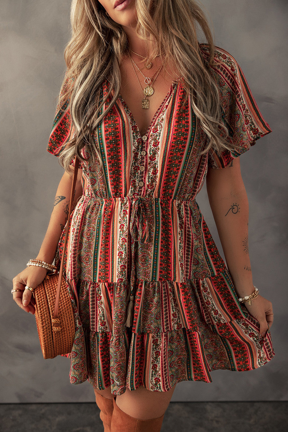 Boho Fall Floral Dress