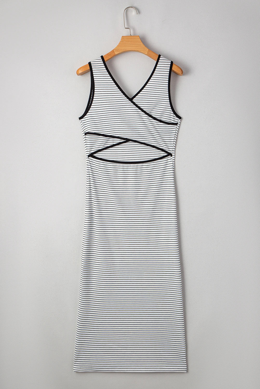 Criss Cross Back Striped Midi Dress