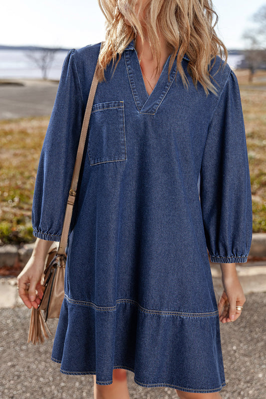 Collared Denim Dress