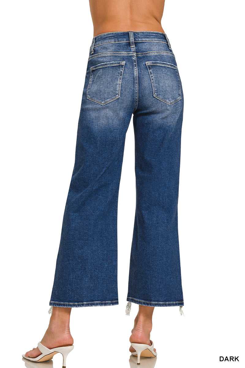 Distressed Raw Hem Denim Jeans