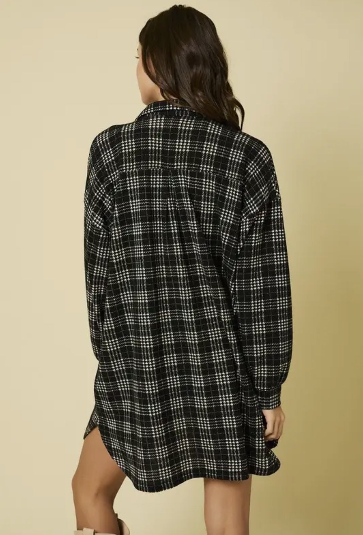 Plaid Shacket Dress with Pockets