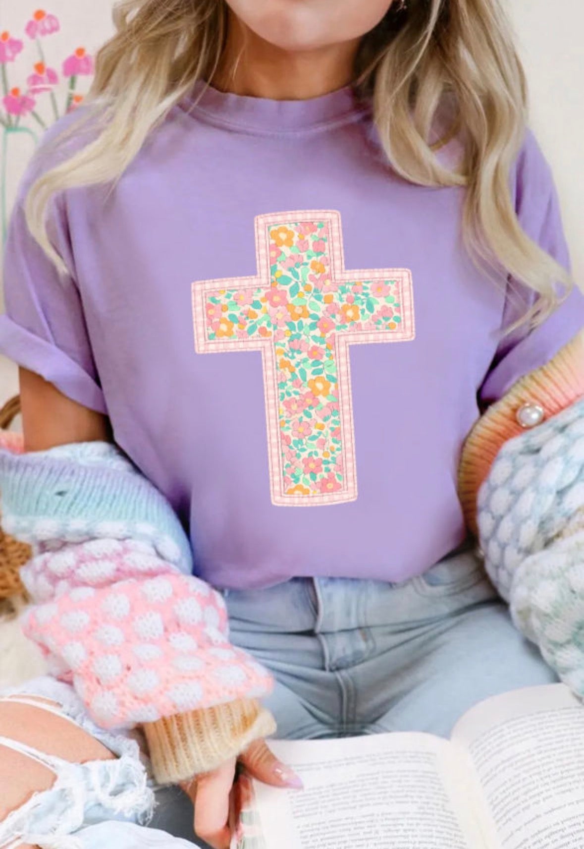 Wisteria Floral Cross Tee