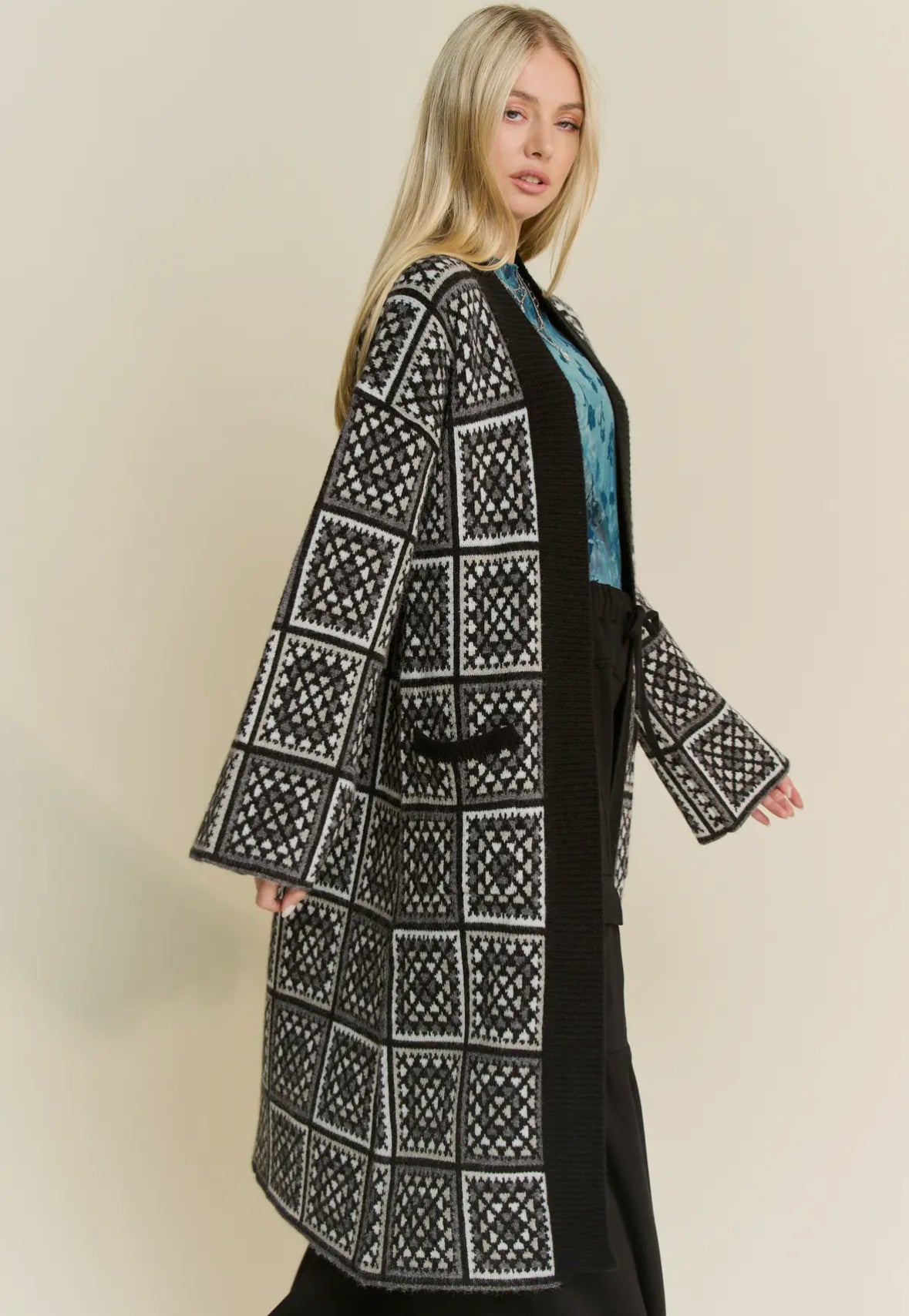 Granny Square Long Cardigan