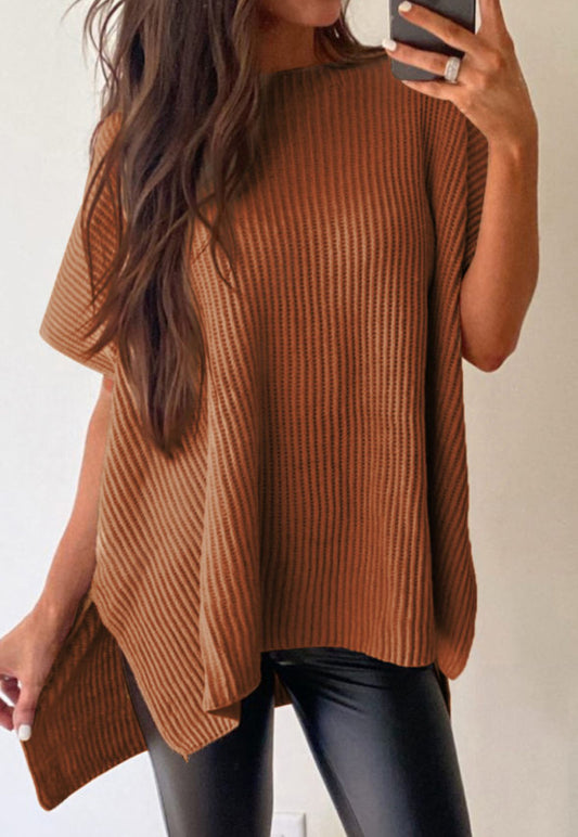 Chestnut Side Split Oversized Top