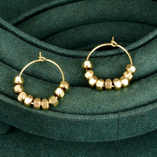 Gold Pebble Hoops