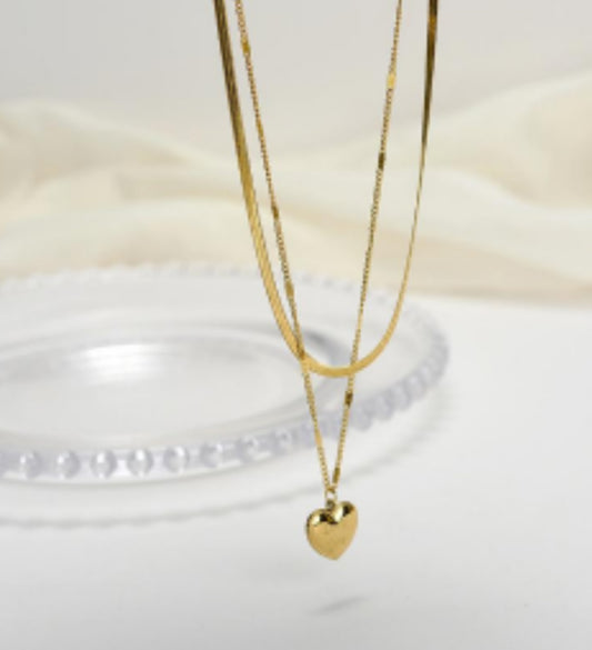 Gold Heart Layer Necklace
