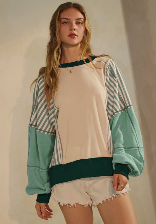 Mint Fleece Colorblock Sweatshirt