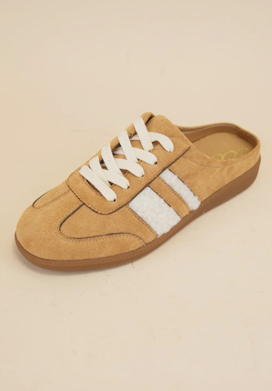 Fur Stripe Backless Mule Court Sneaker