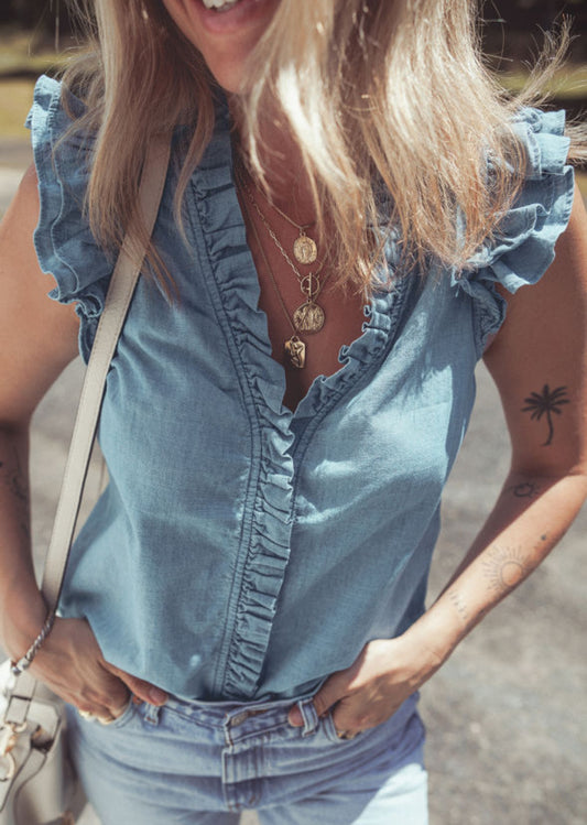 Beau Blue Chambray Top
