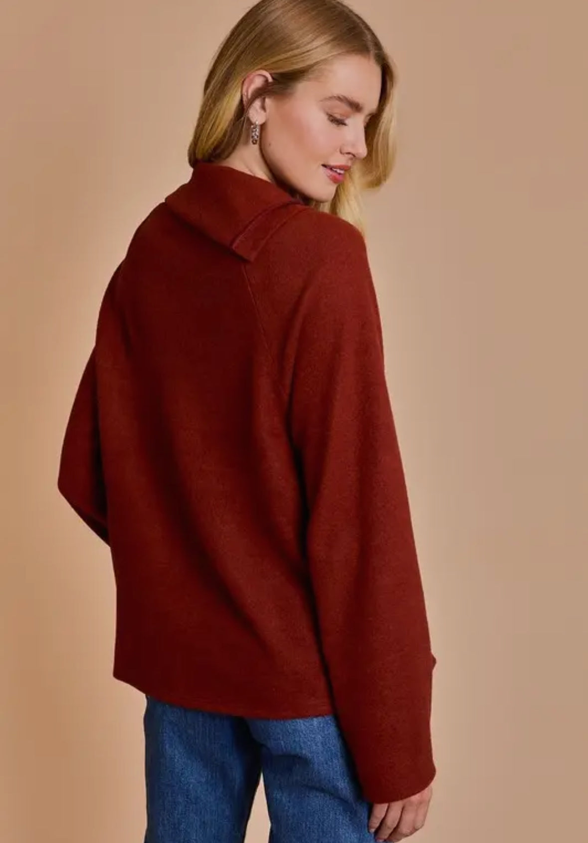 Rust Button Placket Sweater