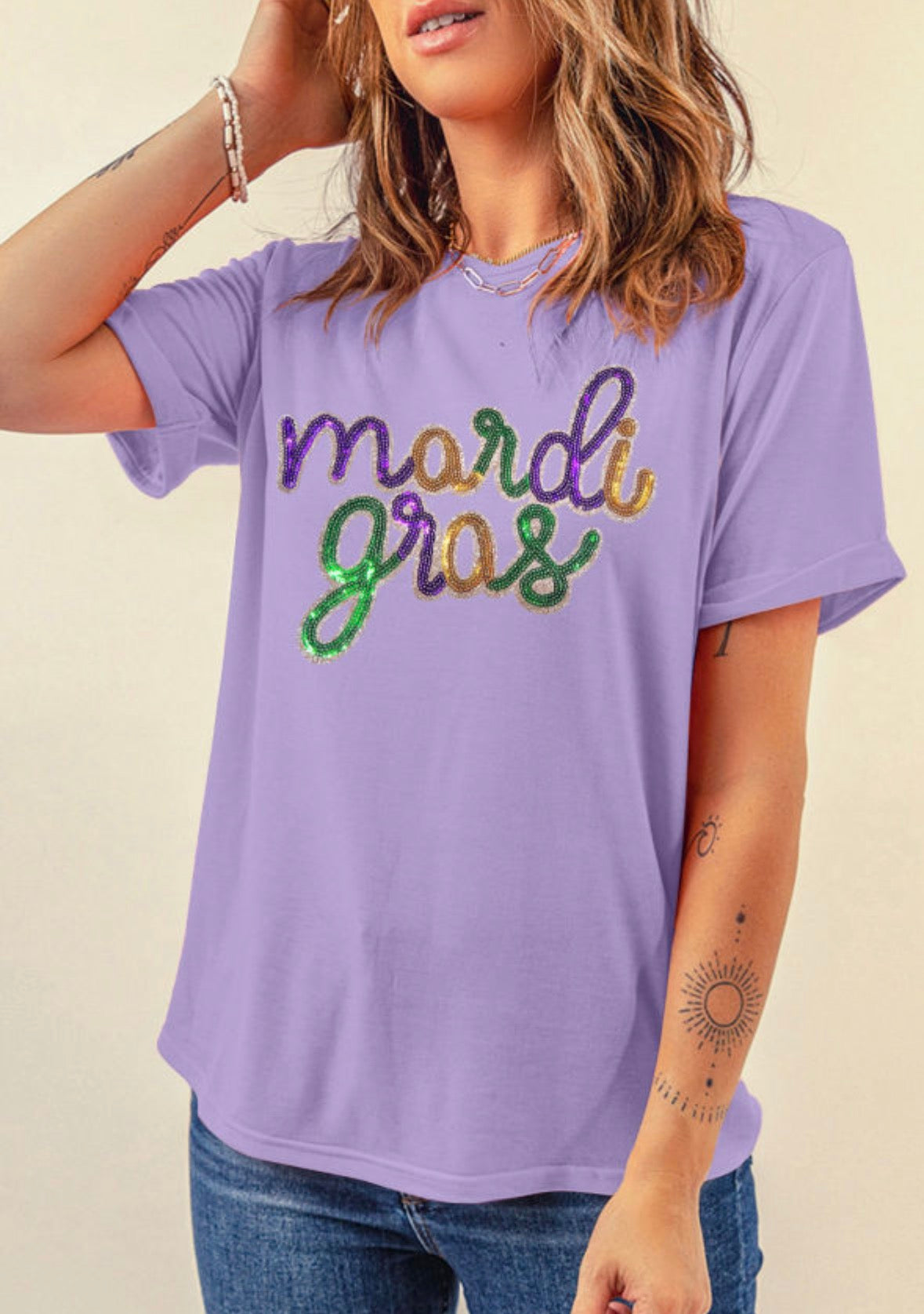 Sequin Mardi Gras Tee