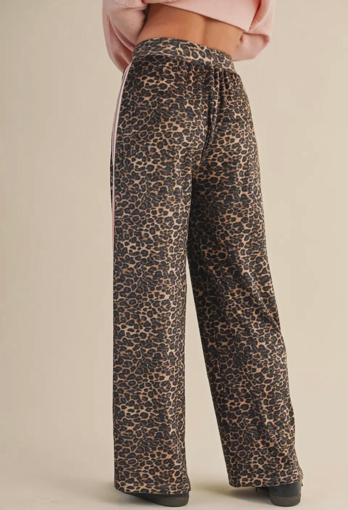 Leopard Print Velour Track Pants