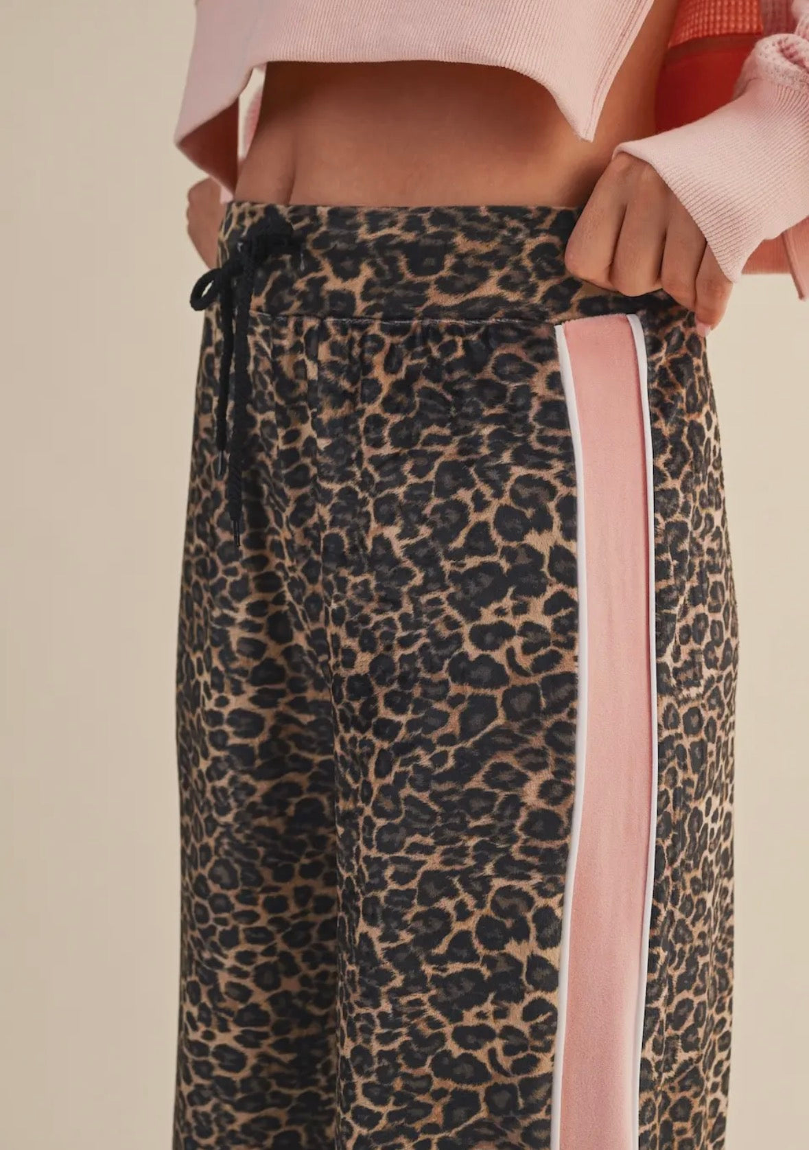 Leopard Print Velour Track Pants